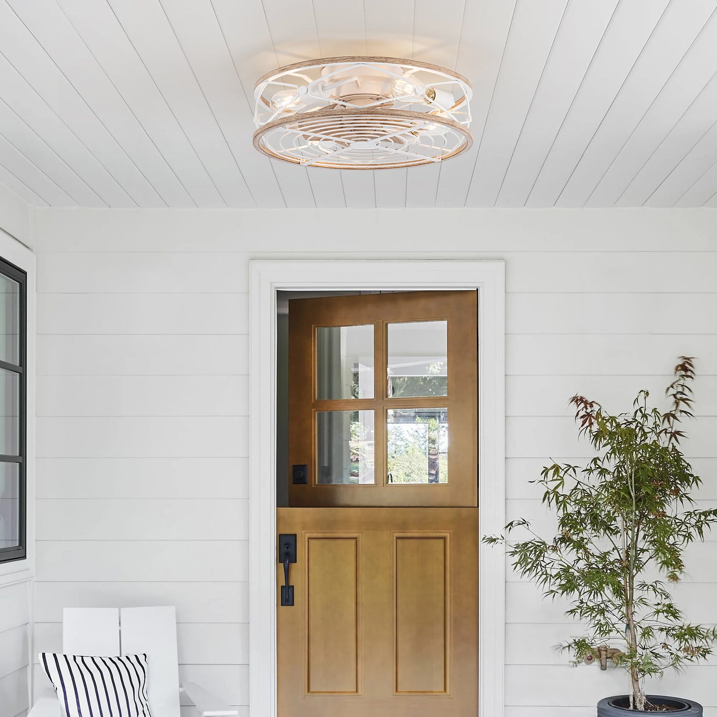 TIFEROR 20" Farmhouse Ceiling Fan With Lights and Remote, Reversible Motor, Suitable for Bedroom, Kitchen, Dining Room, Hallway