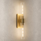 TIFEROR Brass Gold Wall Sconce, Modern Dimmable E26 LED Bathroom Wall Light