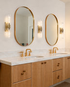 TIFEROR Brass Gold Wall Sconce, Modern Dimmable E26 LED Bathroom Wall Light