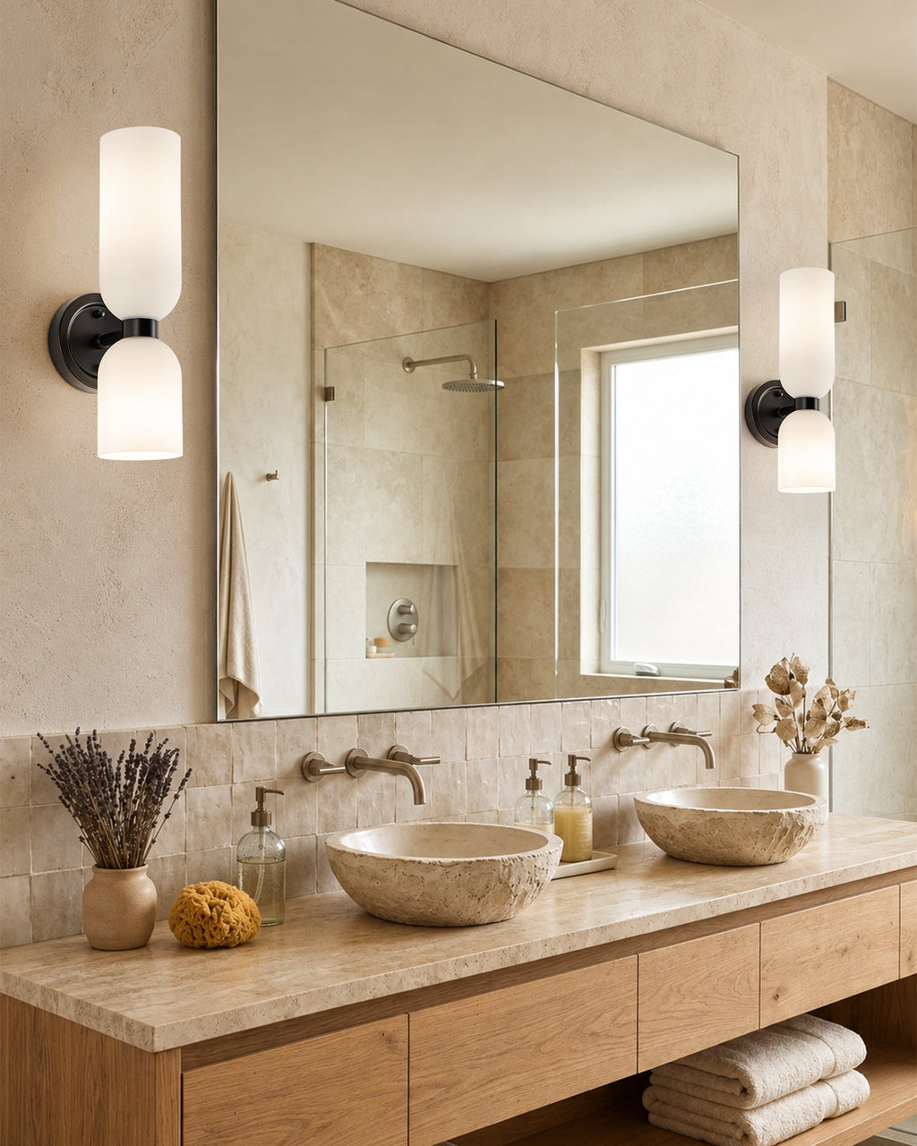 TIFEROR Vanity Wall Sconces, Modern Hardwired Dimmable LED Wall Lights