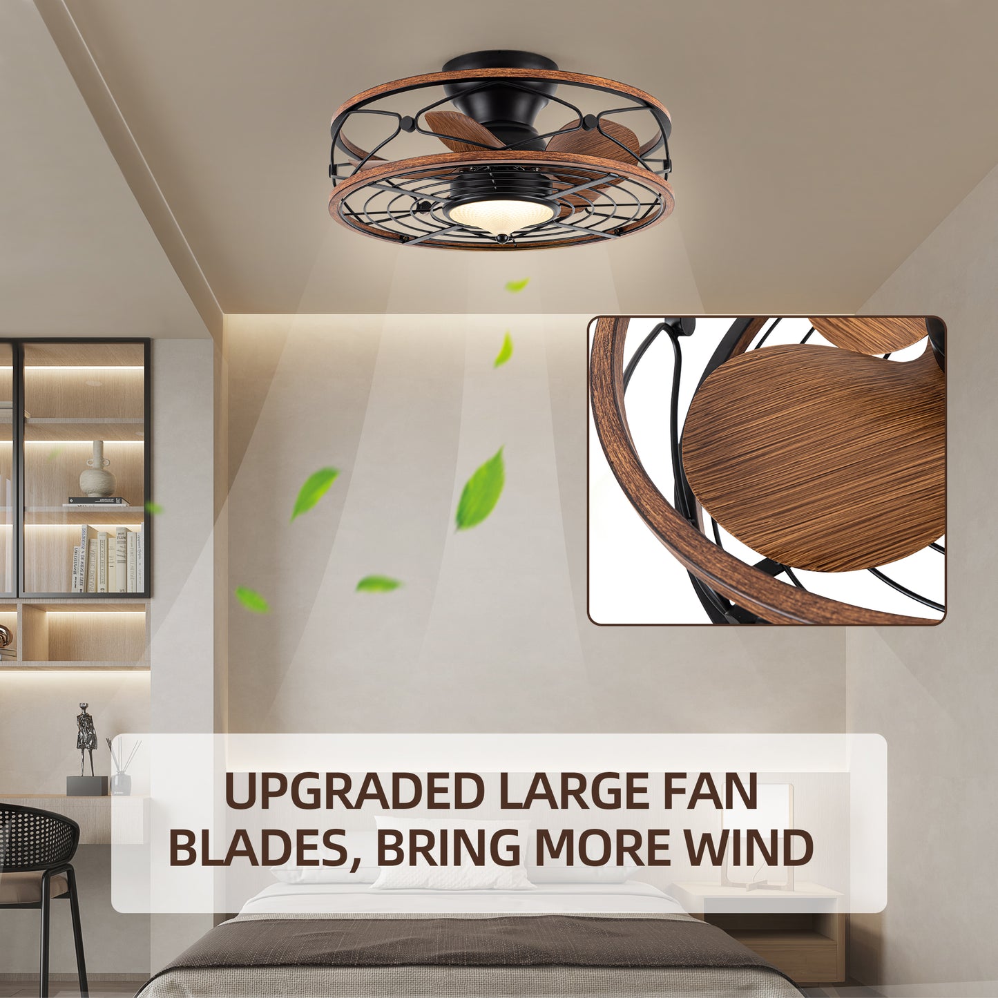 TIFEROR 20'' Ceiling Fans With Lights-3 Color Dimmable LED-Remote Control-Reversible Motor With Low Noise And Energy Efficient